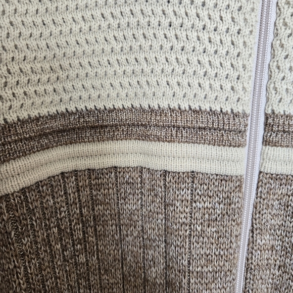 CARDIGAN SWEATER MENS BROWN TAN KNIT ZIPPER CLOSURE (XL) - Picture 4 of 10